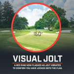Tour V5 laser rangefinder by Bushnell Golf demonstration photo of pinseeker with visual jolt.